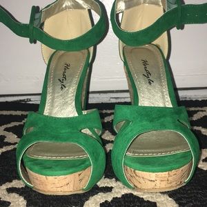 Green wedge heels